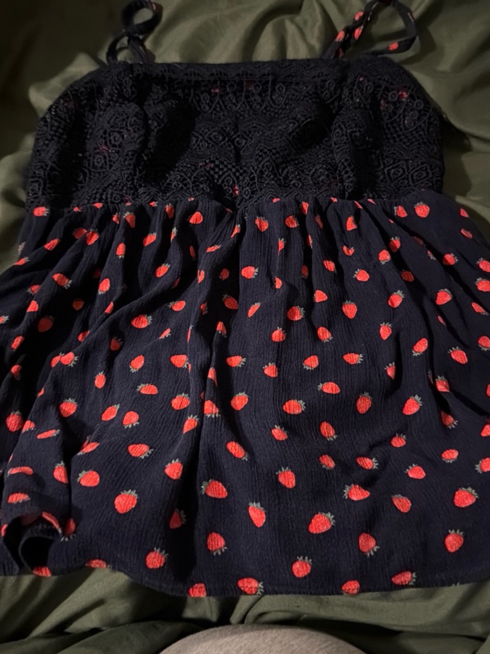 torrid Navy Dress with Red Strawberry Print